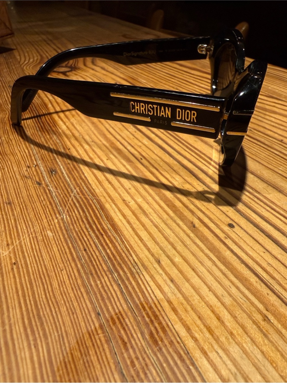 Dior Men's Black Sunglasses with Gold Christian Dior Detailing